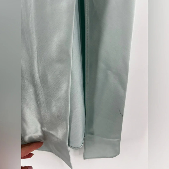 NWT OFF-WHITE Satin Flared Skirt Light Blue  IT 38 (XS) Stain - Picture 15 of 16